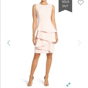 NWT Eliza J Ella Ruffle Cascade Crepe Sheath Dress
